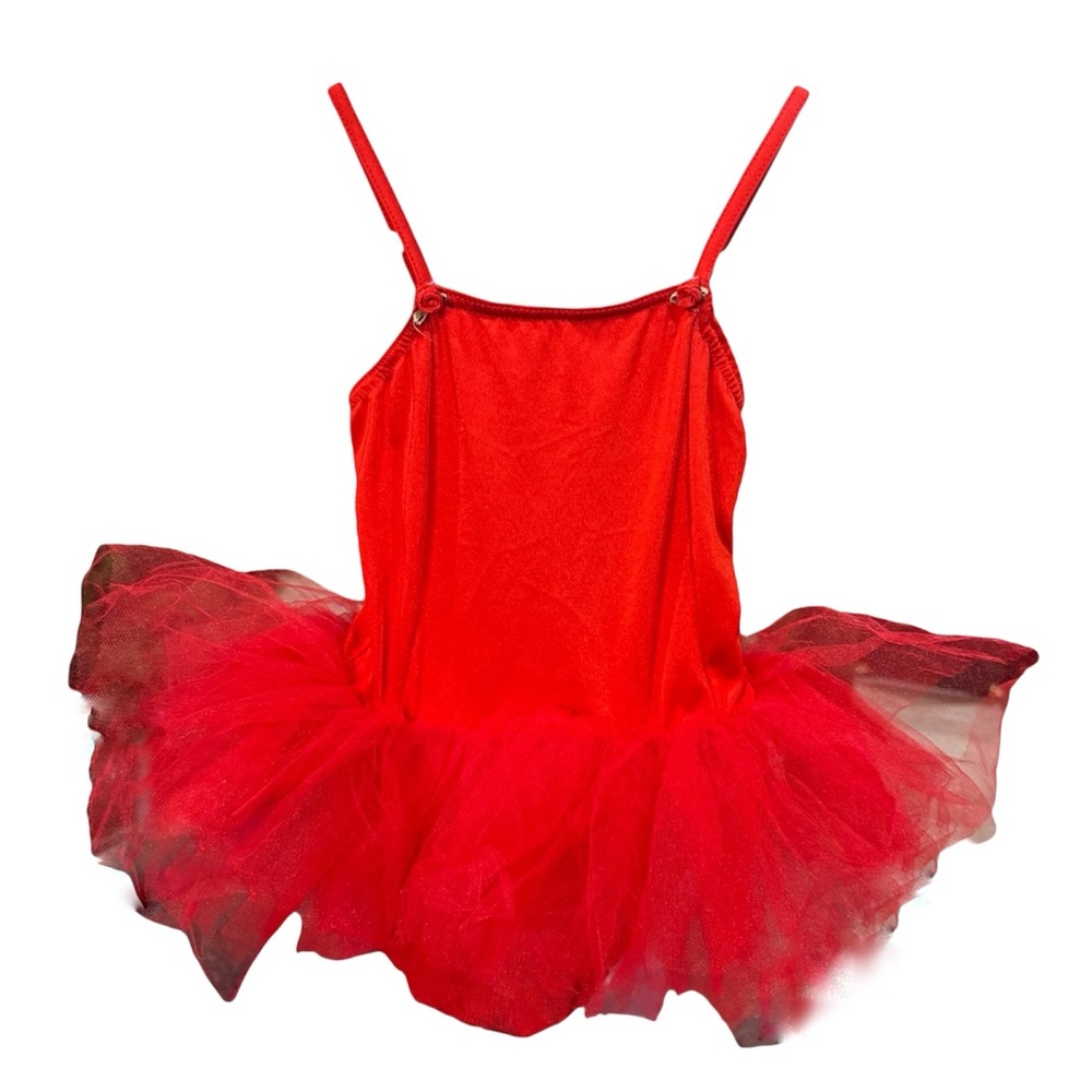 Liberts Dancewear | Kids Red Tutu Dress with Tulle Skirt, MC Medium Child